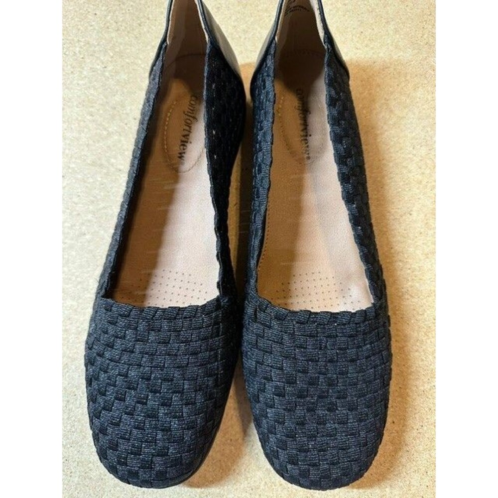 Comfort View Flats The Bethany Slip On Stretch Woven Black Size 10M Women's